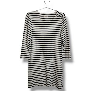 Madewell Womens Striped Dress Sz Medium Navy White Cotton Casual Tee Shirt Class